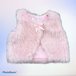 Children Place Vest Girls 2T Silky Satin Lined Faux Fur Pink
